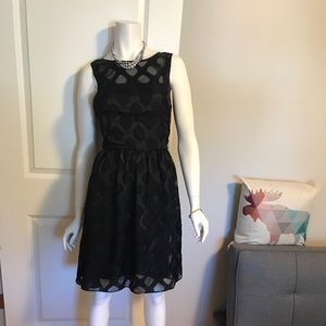 Banana Republic black a-line patterned dress size 10